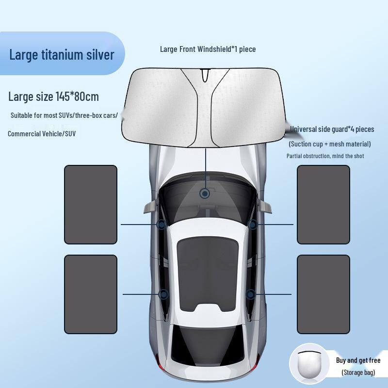 Car Front Windshield Laser Sunshade - Heat Insulation & Light Blocking for Small Cars.