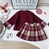 Girls' Chinese Style Winter Coat & Pleated Skirt Set - AWA889