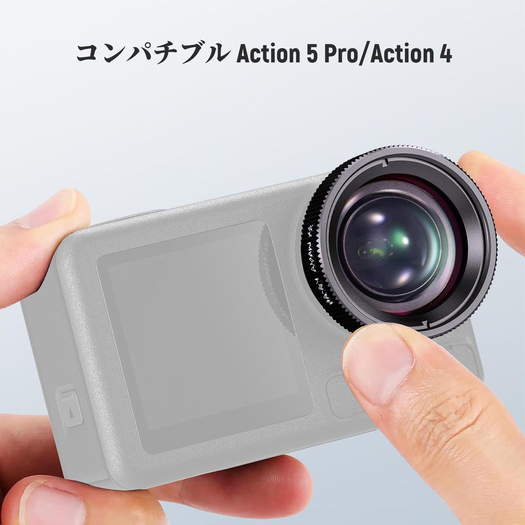 NEEWER 2x Macro Action Camera Compatible with Osmo Action 5 1 2 Focal Length Macro Photography Accessory LS-68 Lens, Pro/4, Group, Elements, 3-4cm,