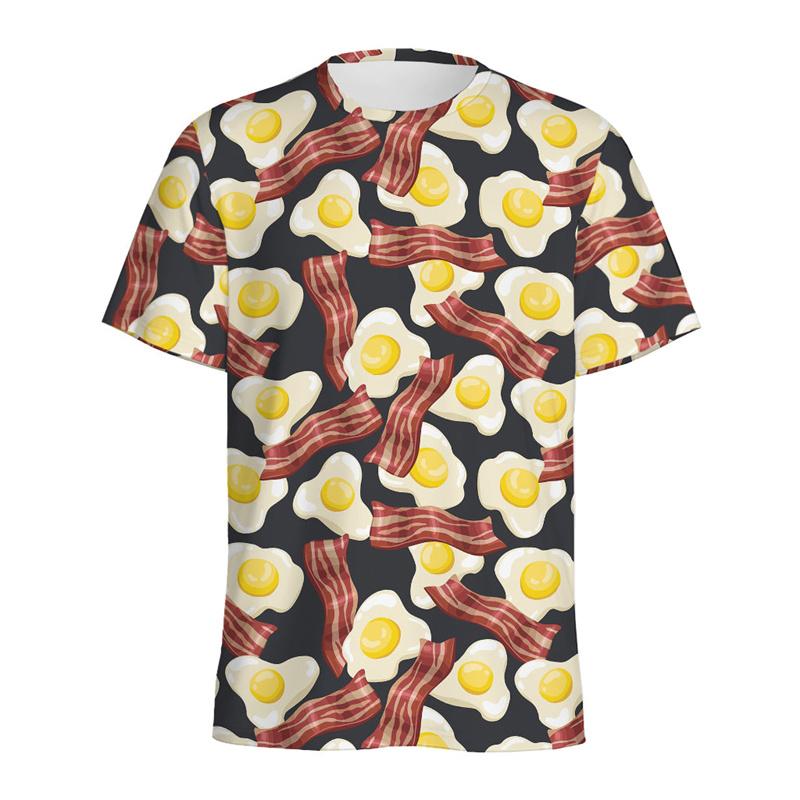 Multi Color Eggs 3D Printed T Shirt For Men Womens Kids Cartoon Fried Egg Graphic Tees Tops Short Sleeves Round Neck T-shirt