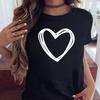 Classic Womens Tshirt Black and White Printed Casual Shortsleeve Top Simple Summer Tshirt Tops