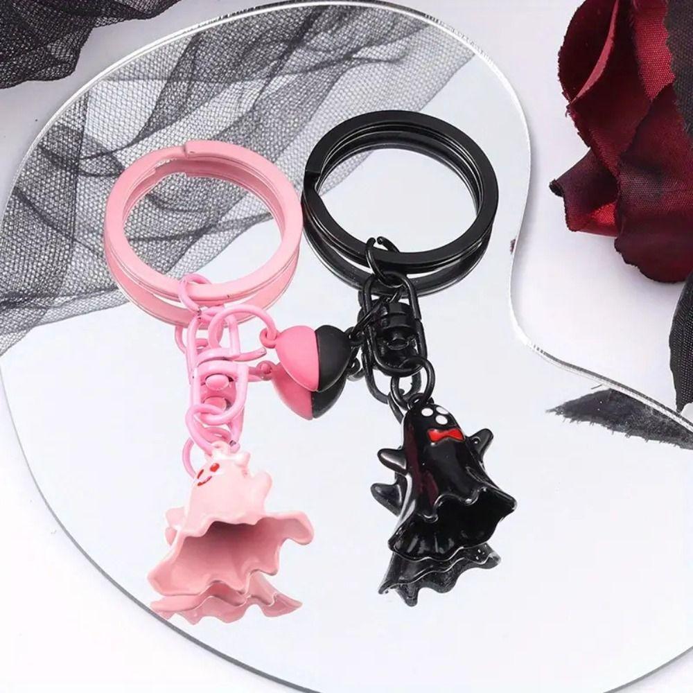 1Pair Bag Hanging Magnetic Ghost Pendant Cute Key Rings Minority Halloween Ghost Keychain  Key Decor