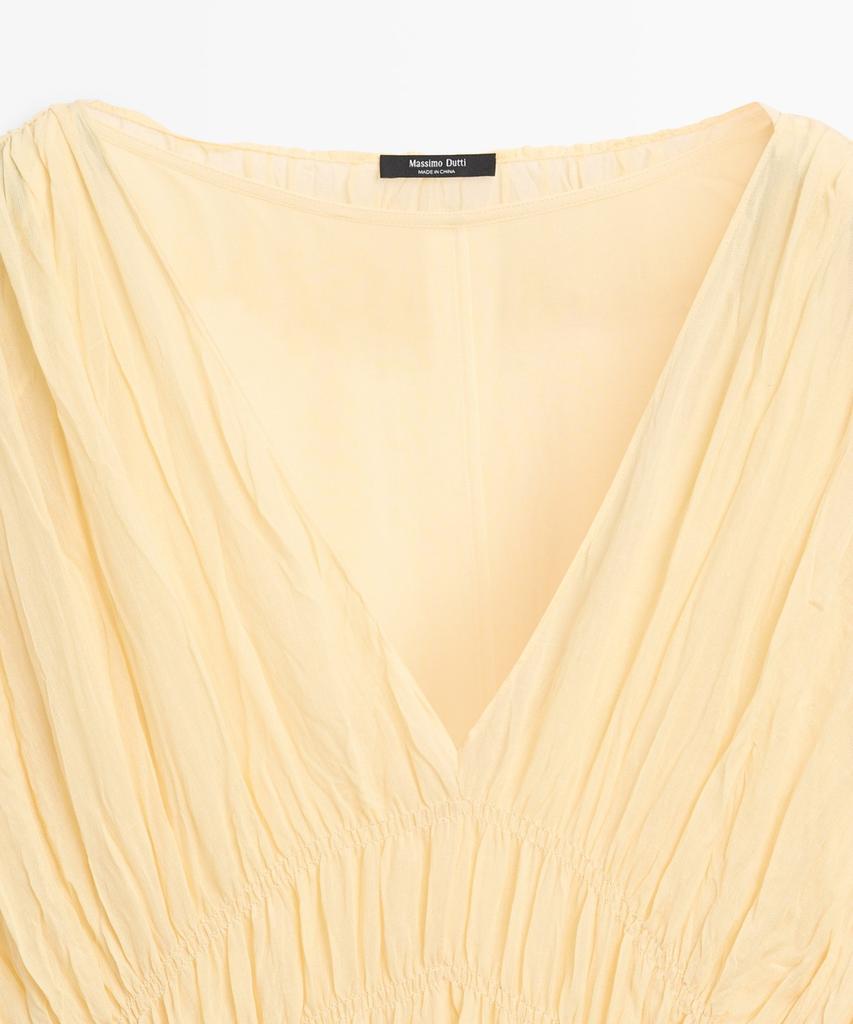Masimodutti Shirring Detail Fluid Midi Dress