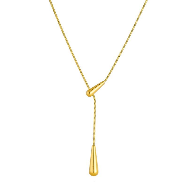 Gold Teardrop Lariat Necklace Adjustable Snake Bone Chain Necklace for Women Minimalist Jewelry