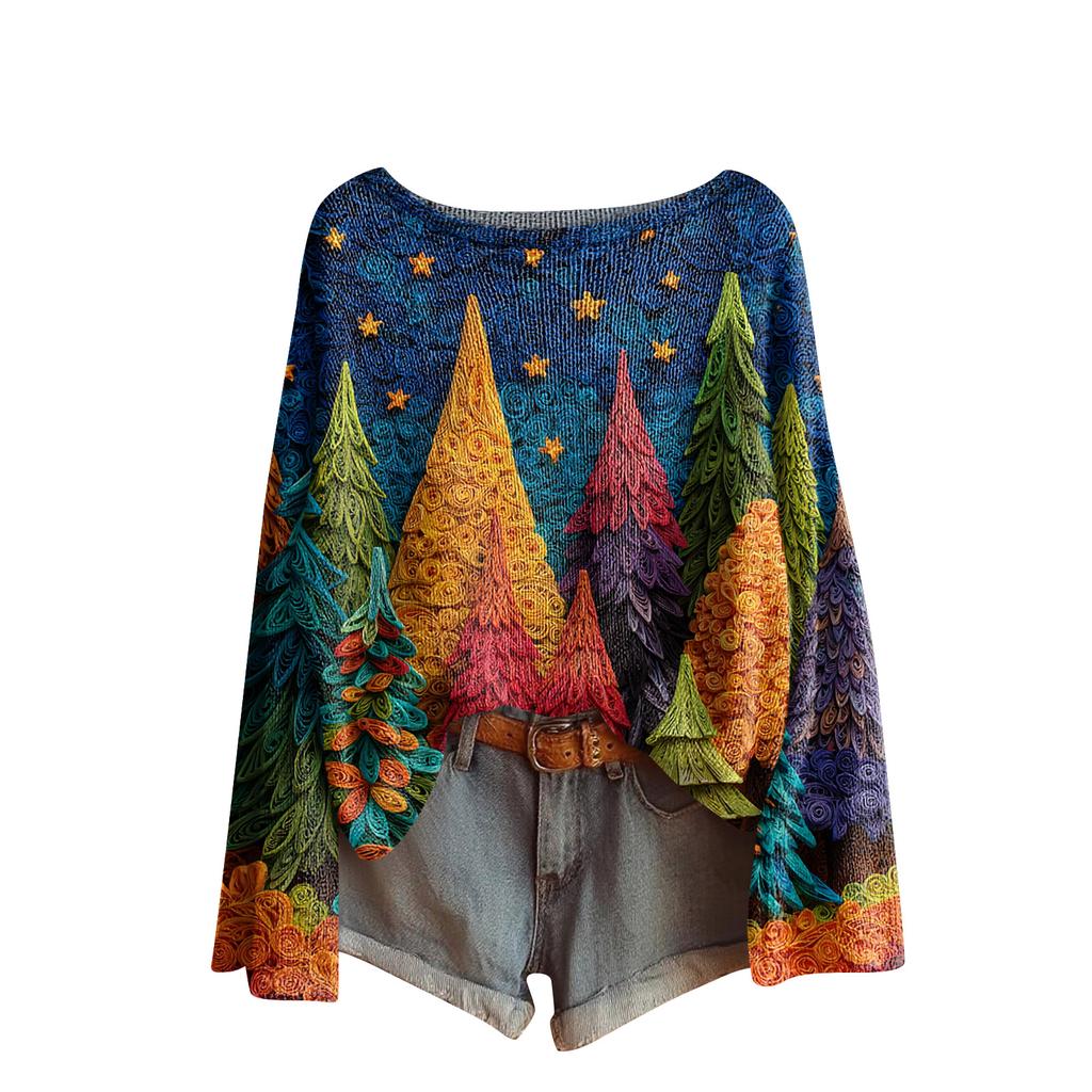 Women's Fashion Long Sleeve Christmas Snowman Snowflake Print Jacket Cardigan