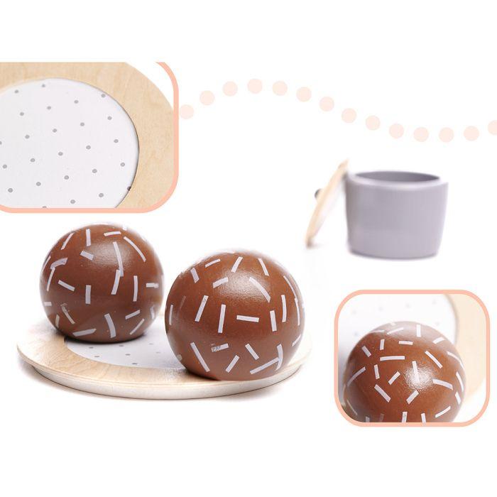 GINGER HOME – Wooden Tea and Coffee Service for Children with Accessories, White/grey, Tray 26x20 Cm, 3+ Years