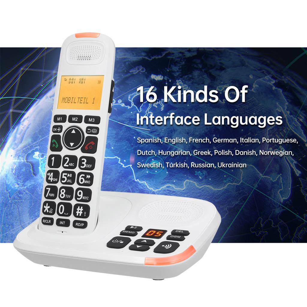 Sistem telefonic extensibil fără fir Bisofice cu suport de răspuns telefonic 3 linii Afișează ID apelant