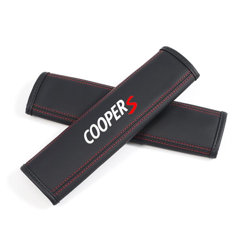 

2Pcs Car Seat Belt Nappa Leather Safety Belt Shoulder Covers For Mini Cooper Works S JCW F55 F56 R50 R55 R56 R60 R61F54 F56 F60 чёрный