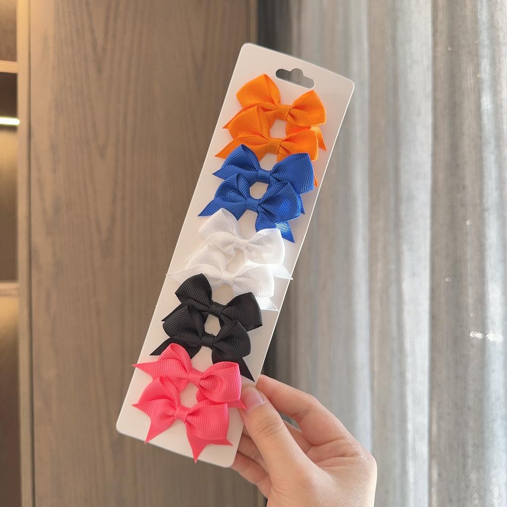 10Pcs/Set New Solid Color Kids Bows Hair Clips for Baby Girls Handmade Ribbon Bowknot Hairpin Barrettes Hair Accessories