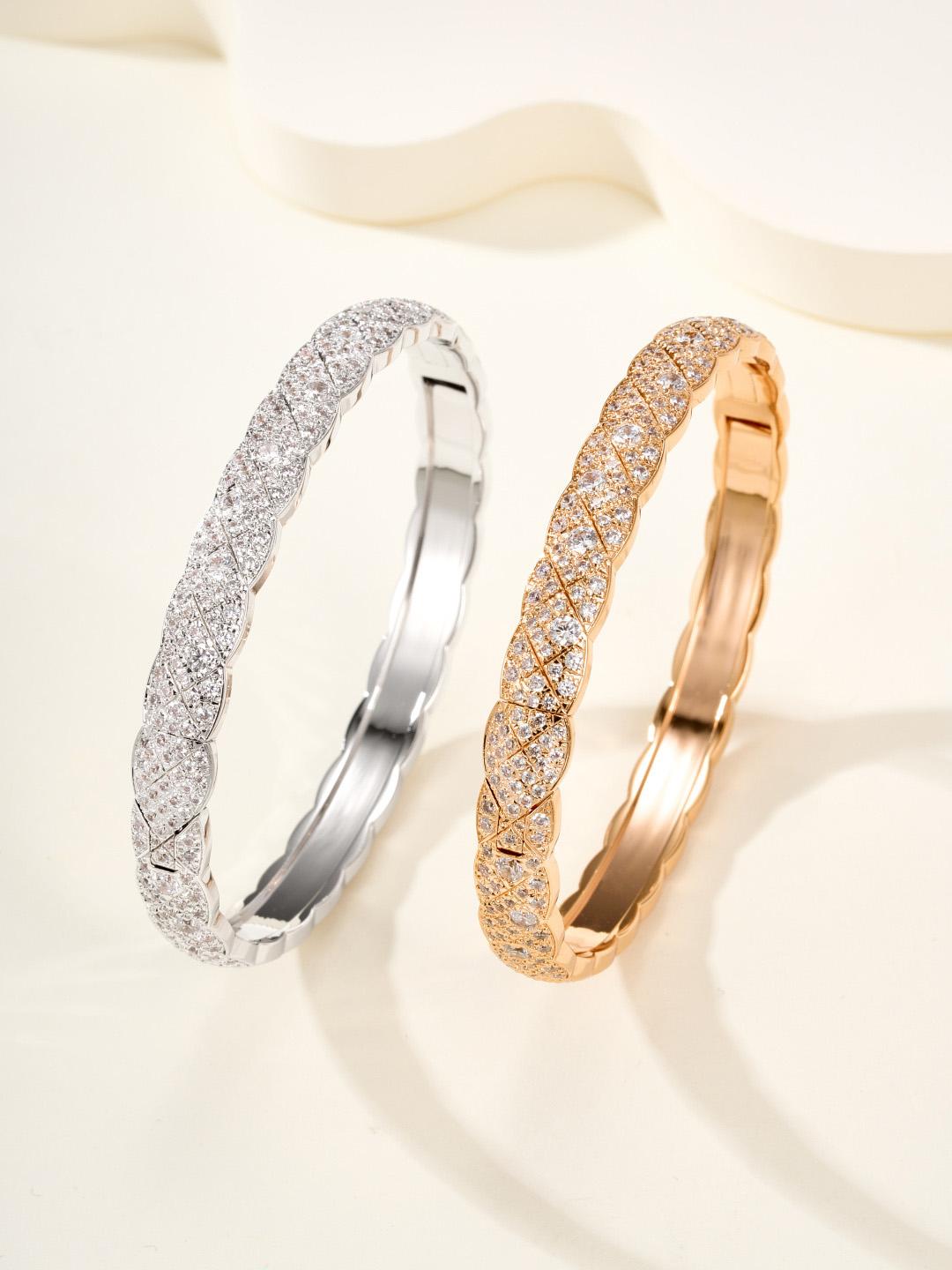 

Повний Набір Алмазна Версія Двоколірний Браслет з Візерунком В ялої Сітки для Чоловіків та Жінок Висока Якість Для Щоденного Носіння Подарунок Щоденні Вбрання 17CM рожевий колір золота