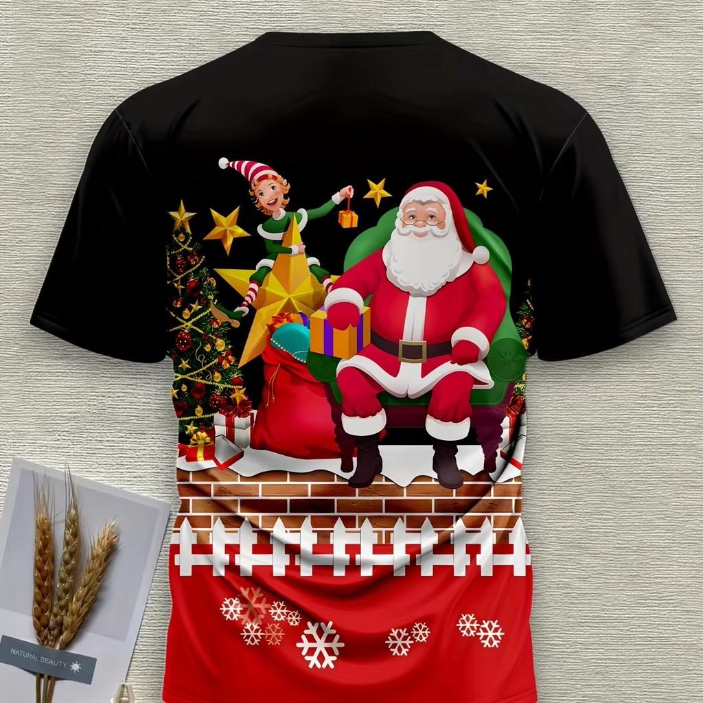 Funny 3D Merry Christmas Print Kids Clothes Casual Short Sleeve T Shirts for Boys Girls 2-14Y Xmas Gift for Children Top