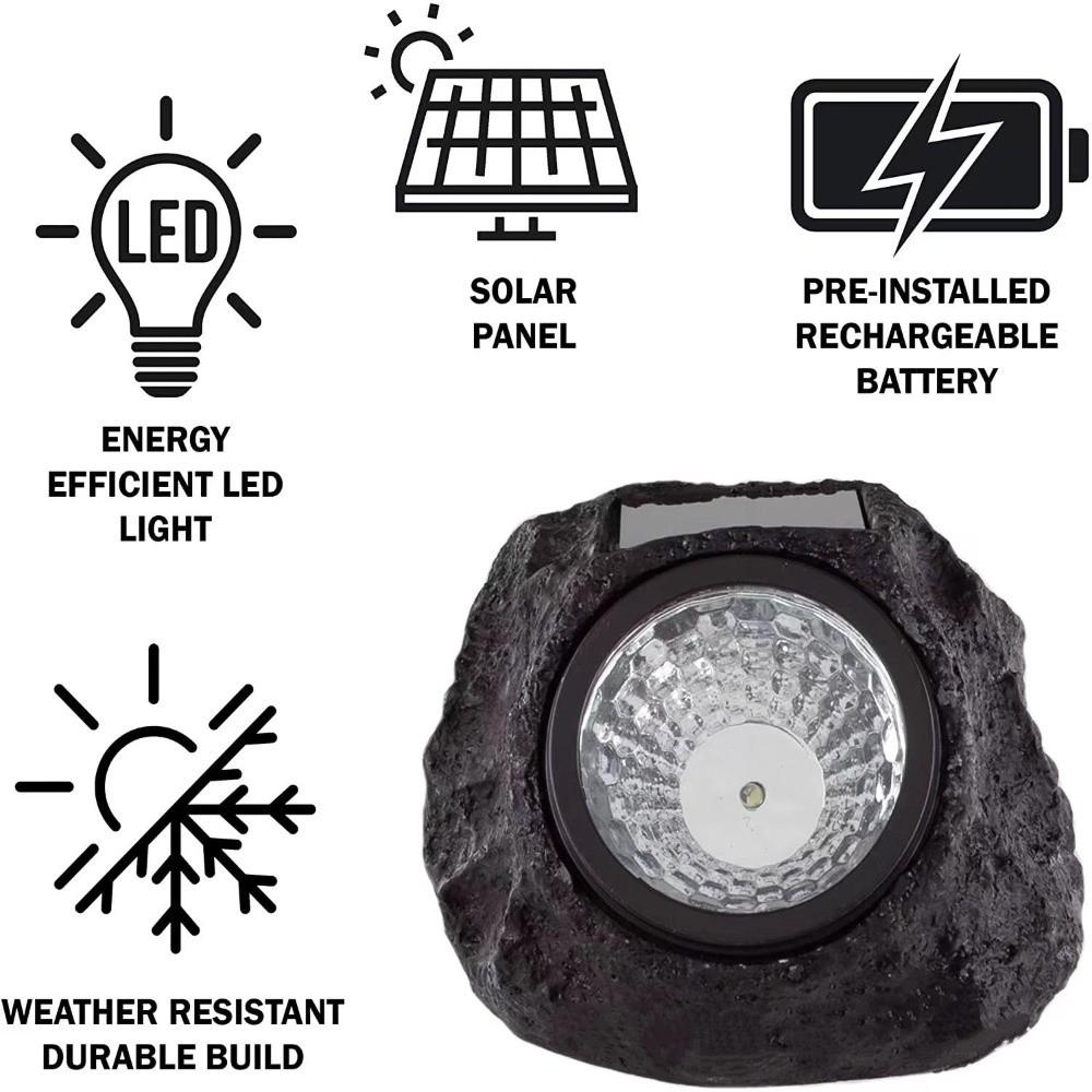 Waterproof Solar Powered Light Resin Rock Stone Stone Solar Light Simulation Stone Lights  Garden
