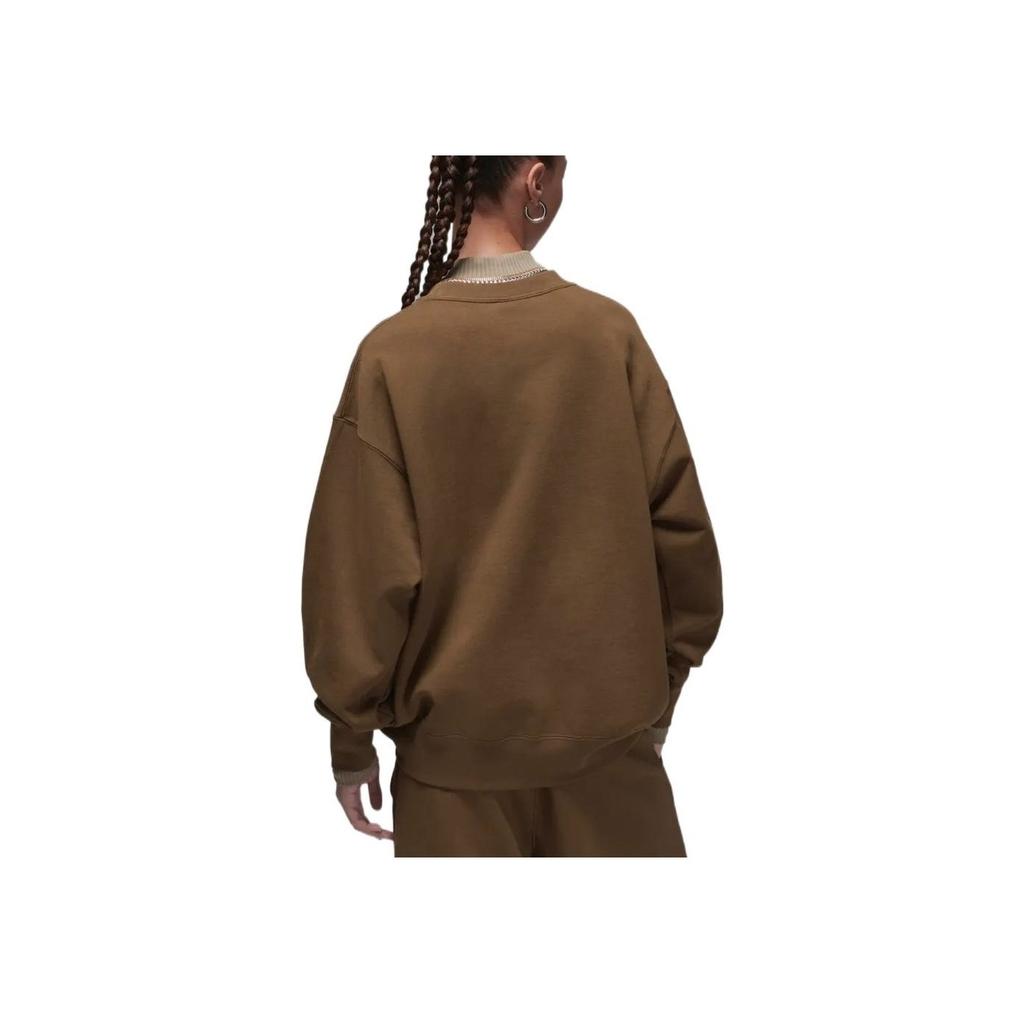 Jordan Logo Patch Solid Color Casual Loose Fleece-Lined Sweatshirt Women Tops Olive-Green DQ4600-385