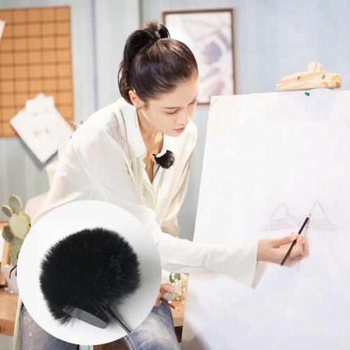 Doyime Lapel Microphone Windscreen, Set of 4, 4 Colors, Fur Microphone Windshield, Noise Reduction, Antibacterial, Outdoor Lapel Microphone Windshield