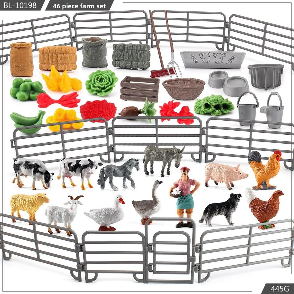 Farm Scene Animal Models Set Pvc Farm Animal And Vegetables Figure Toy For Kids Play And Decoration