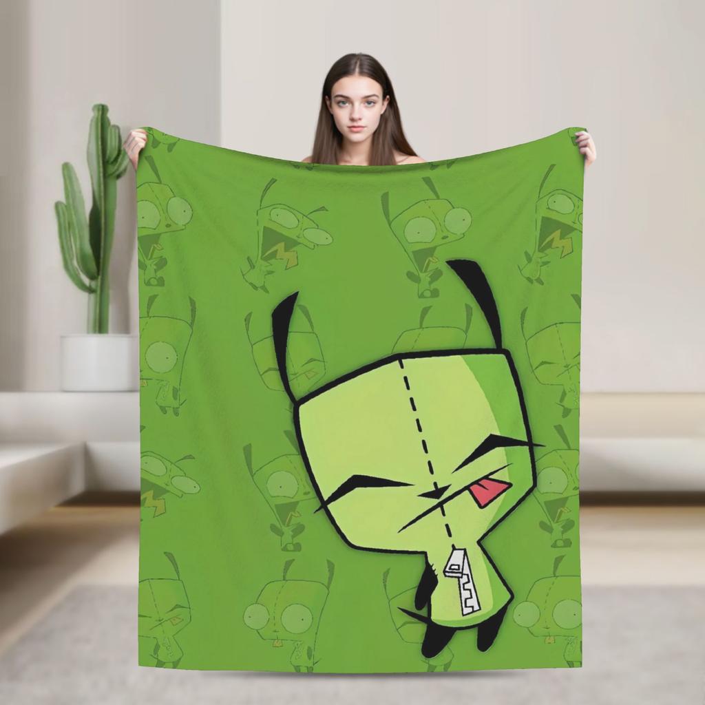 Invaders Zims Alien Cartoon Blanket Quality Warm Soft Throw Blanket Winter Picnic Couch Bed Fluffy Bedspread