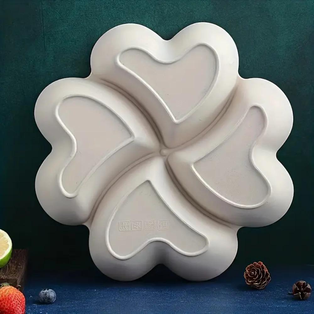 Four Leaf Clover Shape Appetizer Serving Platter 4-Compartment Snacks Serving Dish Fruit