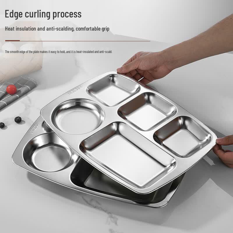 Chuzhou 304 Stainless Steel 5-Compartment Round Meal Plate