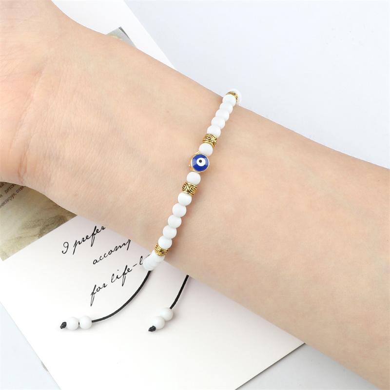 Lucky Evil Eye Bracelet Men Natural Stone 4mm Tiger Eye Lava Agates Beads Adjustable Braided Bracelets&Bangles Jewelry for Women