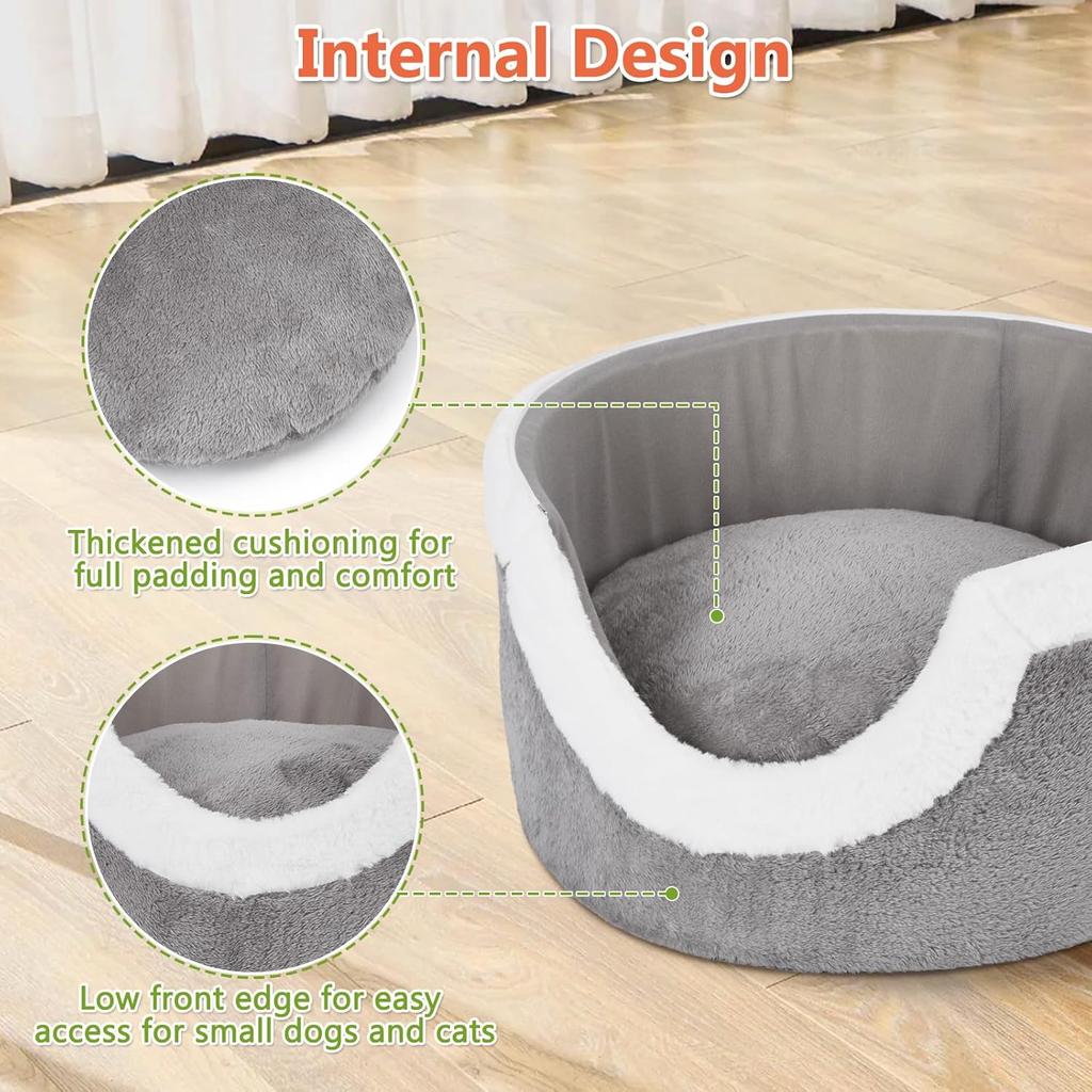 Cat Bed, 3-in-1 Detachable Cat Houses for Indoor Cats, Self Warming Cat Bed Cave, Cozy Cat Bed with Soft Cushion