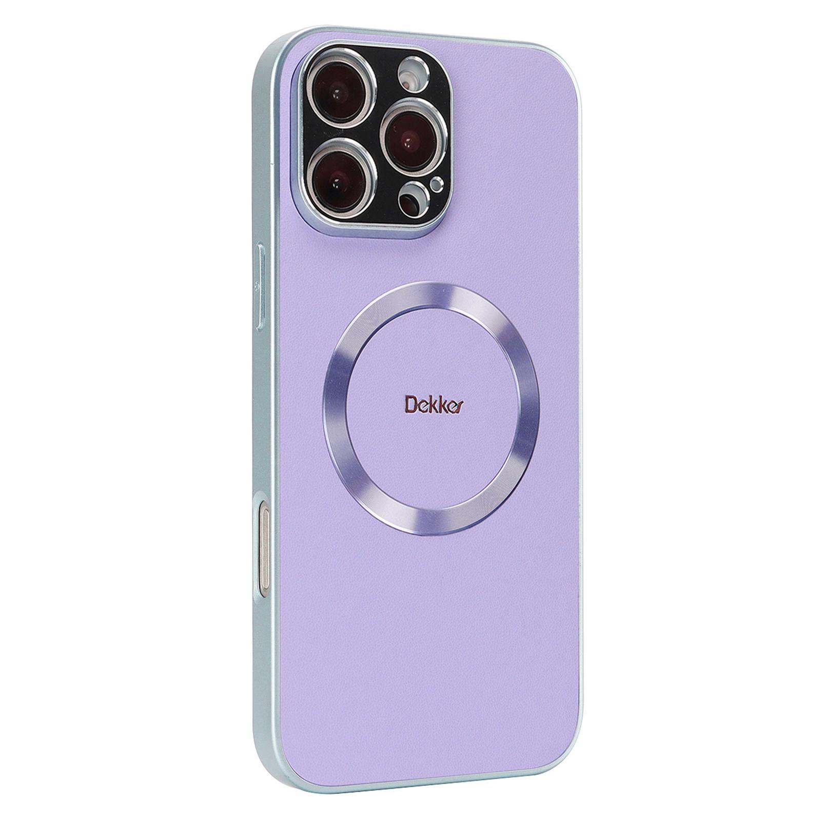 

DEKKER Чехол для iPhone 16 Pro Max, совместимый с MagSafe, задняя крышка телефона из ПУ+ТПУ Light Purple