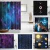 Tenda da Doccia Spazio Stellato Galassia Blu Tende da Doccia Nebulosa Tessuto in Poliestere Impermeabile Per Vasca da Bagno Bagno Decorazione Con Ganci