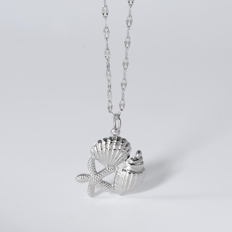 O Chain Around Neck Necklace Waterproof Stainless Steel Conch Shell Starfish Pendant Necklaces For Women Men Accessories Jewelry