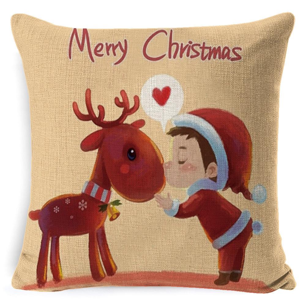 Christmas Linen Pillow Case Home Nap Lumbar Cushion Pillow Sofa Bedside Cushion Pillow Case