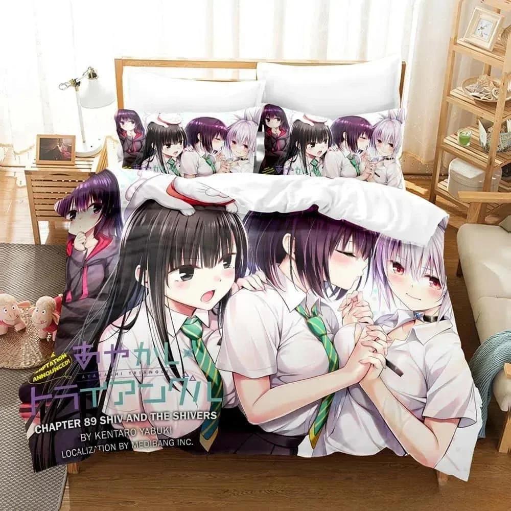 3D Anime Ayakashi Triangle Bedding Set Single Twin Full Printed With Pillowcase Duvet Cover Soft Queen King Size Bedclothes Home