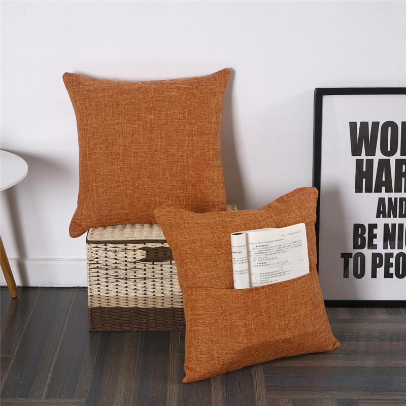 45x45cm Thicken Cotton Linen Solid Color Cushion Cover With Pocket Bedroom Pillow Case Home Sofa Decoration