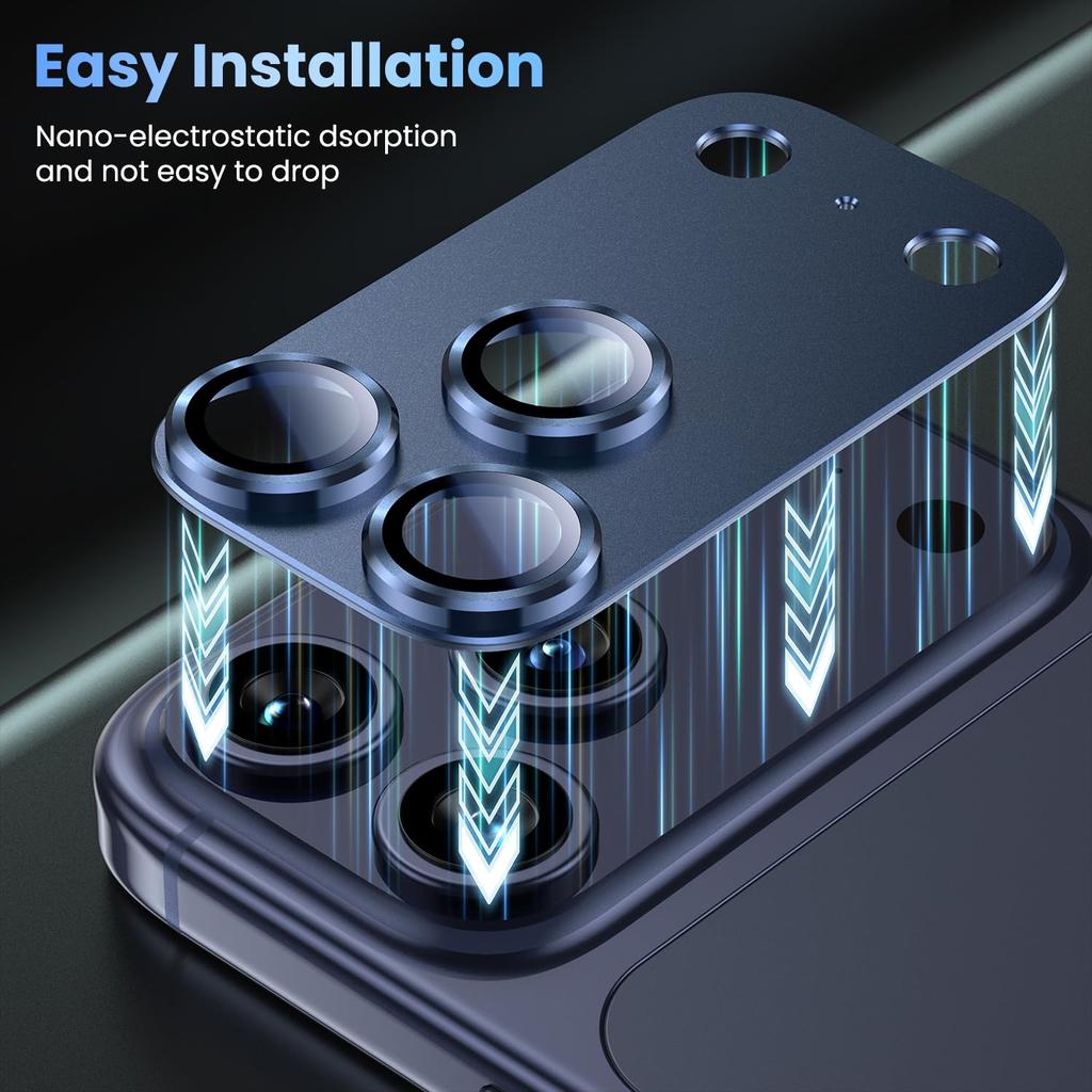 Shockproof Phone Clear Rear Camera Lens Protector Metal Frame Antiscratch Dustproof Water Resistant Coating Impact Absorption