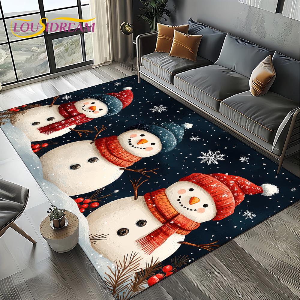 2025 Merry Christmas Tree Santa Claus,New Year Fairy Tale Gift Carpet Rug for Home Bedroom Sofa Doormat Decor,Non-slip Floor Mat