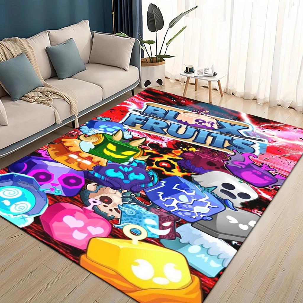 3D B-Blox Fruit 27 Style New Cartoon Carpet Rug for Living Room Bedroom Home Sofa Decoration,Kids Play Non-slip Floor Mat
