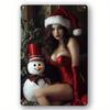 Christmas Pin-Up Girls Metal Sign, Office Gift Wall Decor 20x30cm