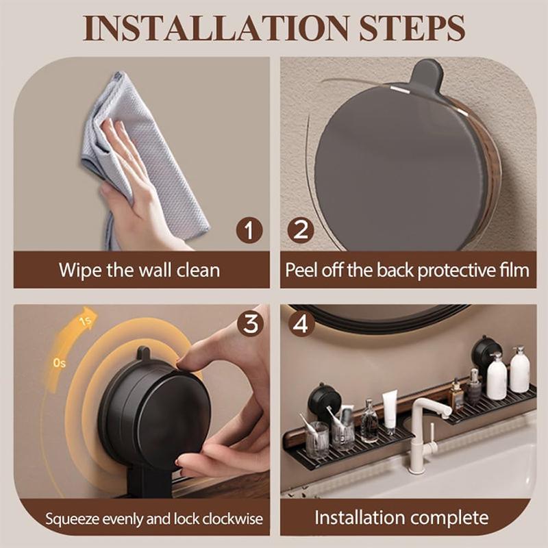 Ράφι Μπάνιου με Βεντούζα από Ξύλο Καρυδιάς Χωρίς Τρύπημα Αφαιρούμενο Ράφι Οργανωτής Μπάνιου Για Νιπτήρα Και Τοίχο Νιπτήρα Επιτοίχιο Με Βεντούζα