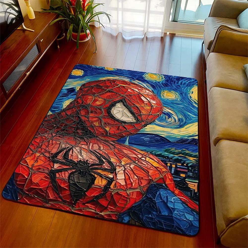 Spiderman Pattern Floor Mat Soft Polyester Area Rug Non-Slip Carpet for Living Room Bedroom Home Decor -QJY