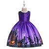 Kids Girls Halloween Costume Ghost  Dress Witch Hat Pumpkin Skull Printed Fancy Dress Up Cosplay Party Outfits
