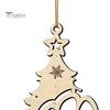 Wooden Christmas Tree Ornaments Wood Pendant with Paw Print, Hollow Engraved Hanging Holiday Gifts for Pet Lovers Ornament, Rustic Style Craft