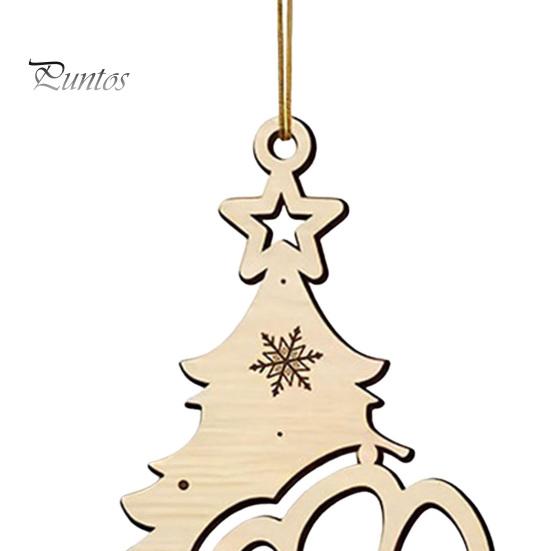 Wooden Christmas Tree Ornaments Wood Pendant with Paw Print, Hollow Engraved Hanging Holiday Gifts for Pet Lovers Ornament, Rustic Style Craft