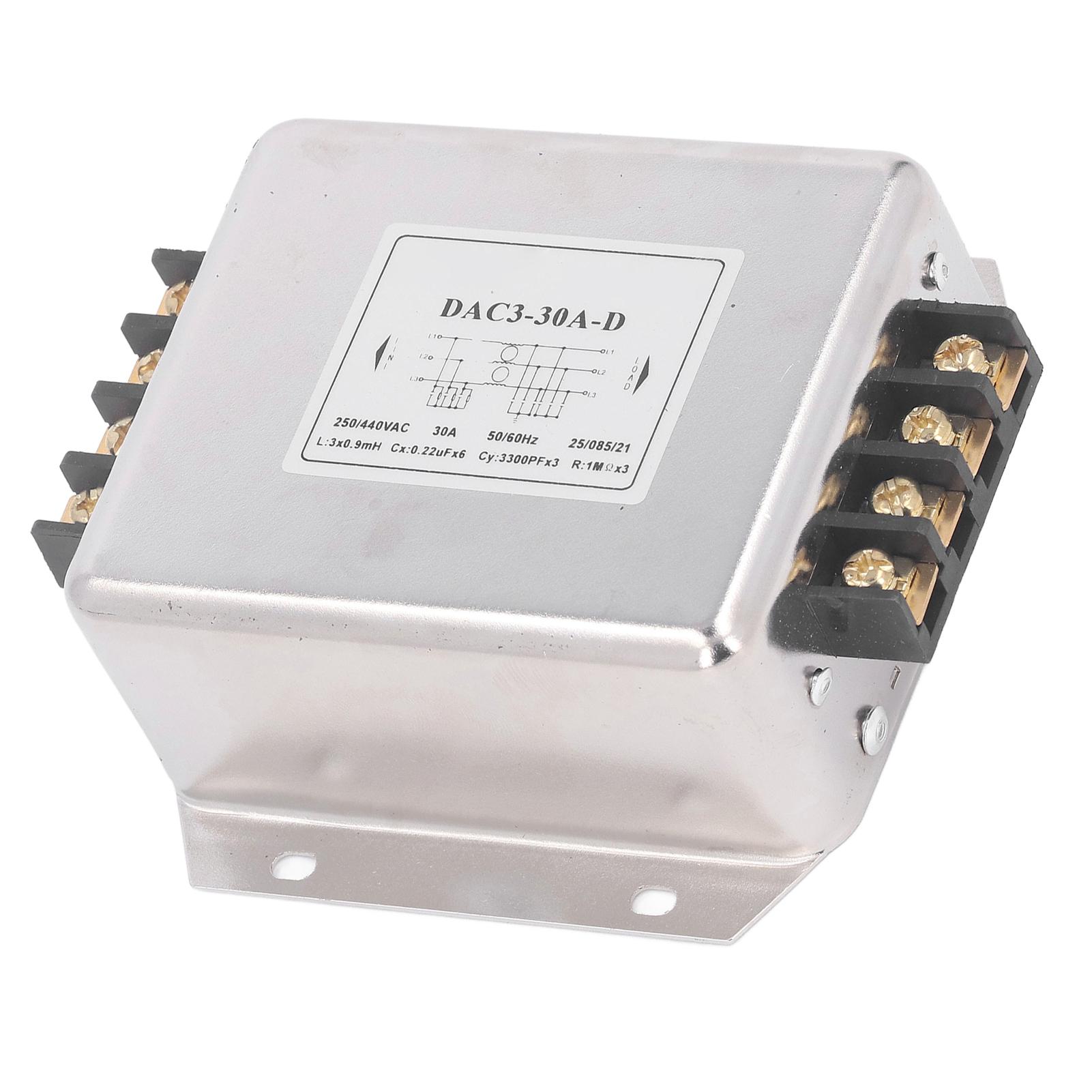 

3 Phase 3 Wire Filter Terminal Block Power EMI Filter Noise Suppressor Filter AC250V 440V 5060Hz