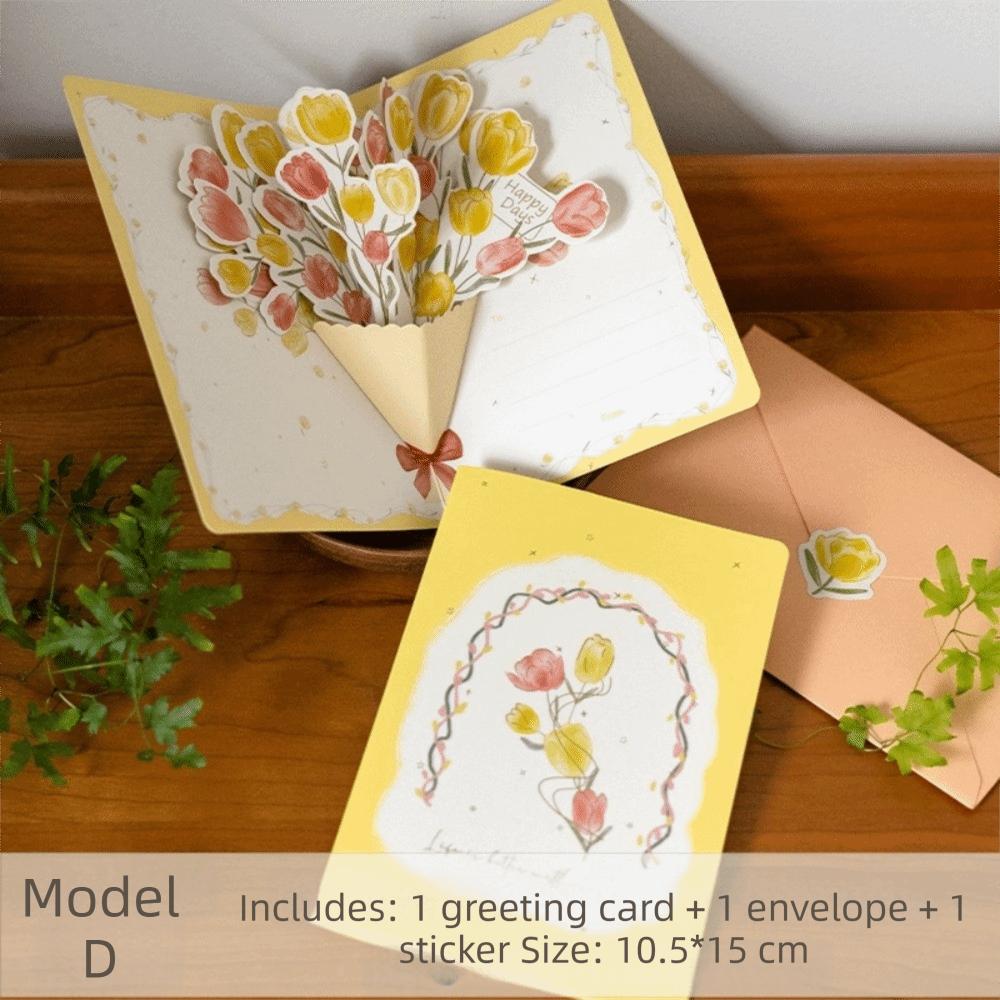 New 3D Pop-up Style 3D Greeting Card Creative Handmade Flower Blessing Card Romantic Creative Flower Card Valentine's Day