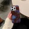 Retro Brown Blue Gradient  Clear Case For iPhone 16 15 14 13 12 11 Pro Max XS XR X SE 7 8 Plus Vortex Pattern Shockproof Cover