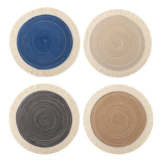 Nordic Table Placemats Round Heat-Resistant Coasters with Fringe Bowl Pads Teapot Trivet for Dining