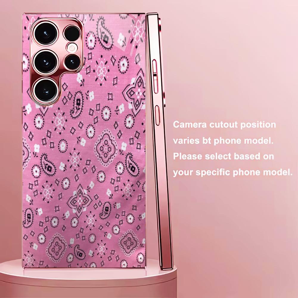 Exquisite patterns PhoneCase for Samsung Galaxy S26 S25 S24 S23 S22 FE Ultra Plus Built-in glass feel bare machine Women's style