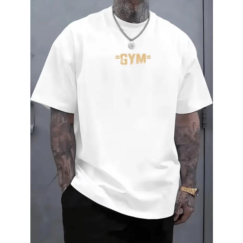 T-shirt da uomo alla moda estiva, scollo rotondo, con motivo classico per sollevamento pesi e bodybuilding, taglia europea, peso classico, per uscite all'aperto, top casual ampio a maniche corte