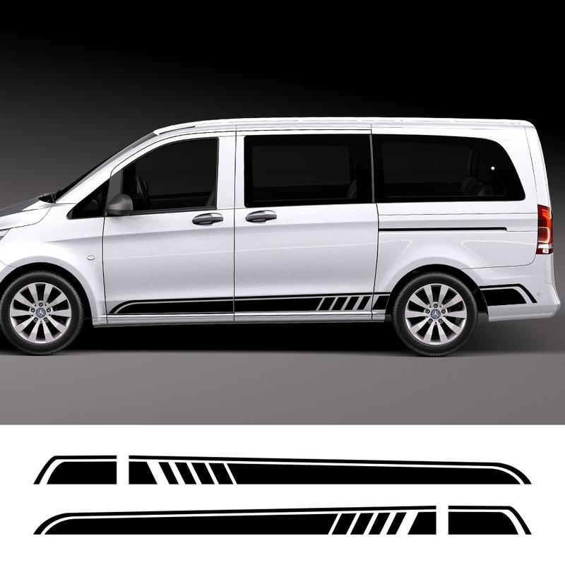 Car Side Door Stickers Long Stripes Vinyl Film Wrap Decals For Mercedes Benz Vito Viano V Class w447 v260 Auto Accessories