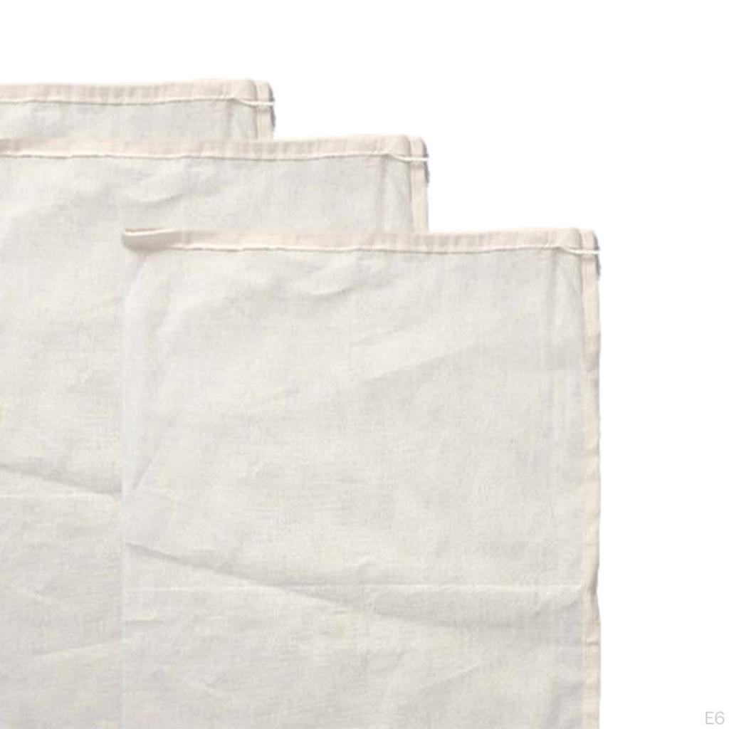 3 Stück Speisesiebbeutel Musselin mit Kordelzug Kaltaufgusskaffee Nussmilch für