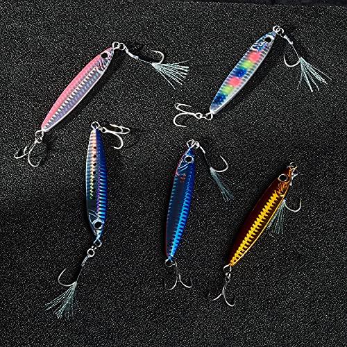 Seiran Lure Metal Jig for Sea Bass, Bluefish, 30g, 40g, 60g, 5-Color Set with Durable Coating, Long Casting Distance, Flounder, and Flathead