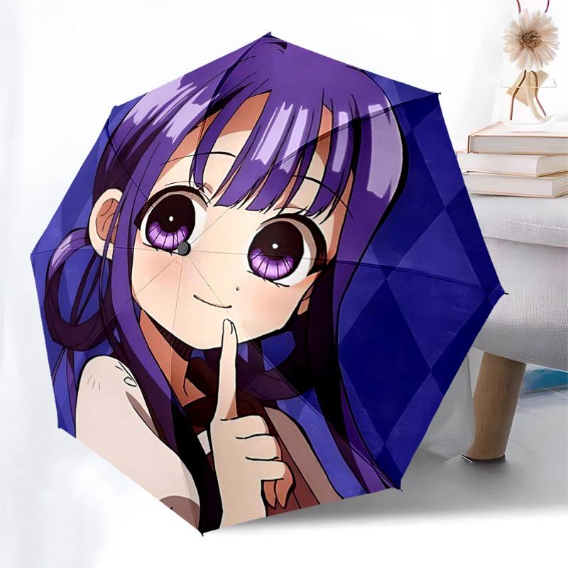 1pc Purple Hair Girl Design Automatic Opening Closing Umbrella with Convenient Three-Fold Design, 8-Bone Iron Frame Outdoor Umbrella, Perfect Gift for