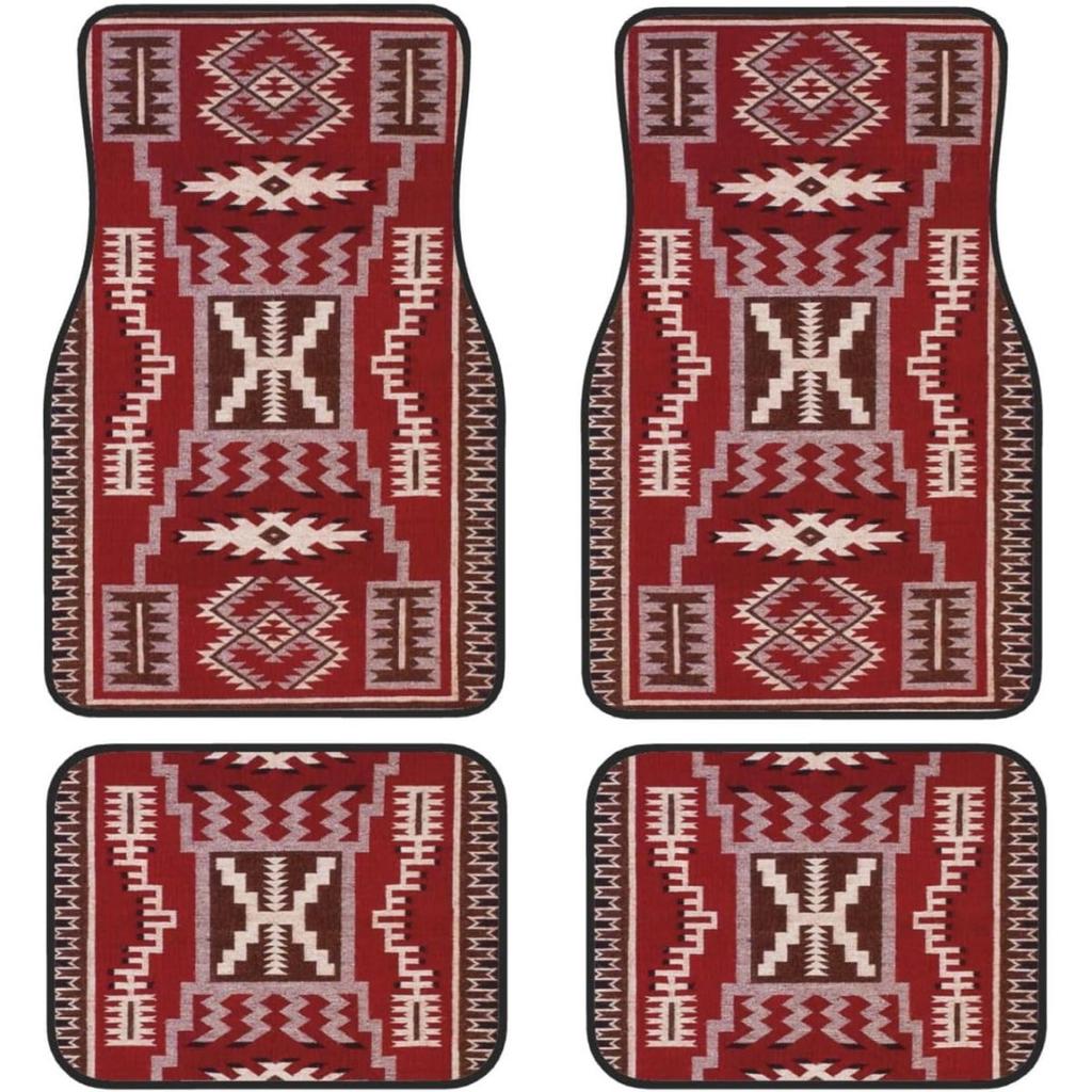 Car Floor Mats Set Of 4, Oriental Turkish Persian Carpet Front And Back Rug Mats Decorative Universal For Cars SUV Trucks Vans